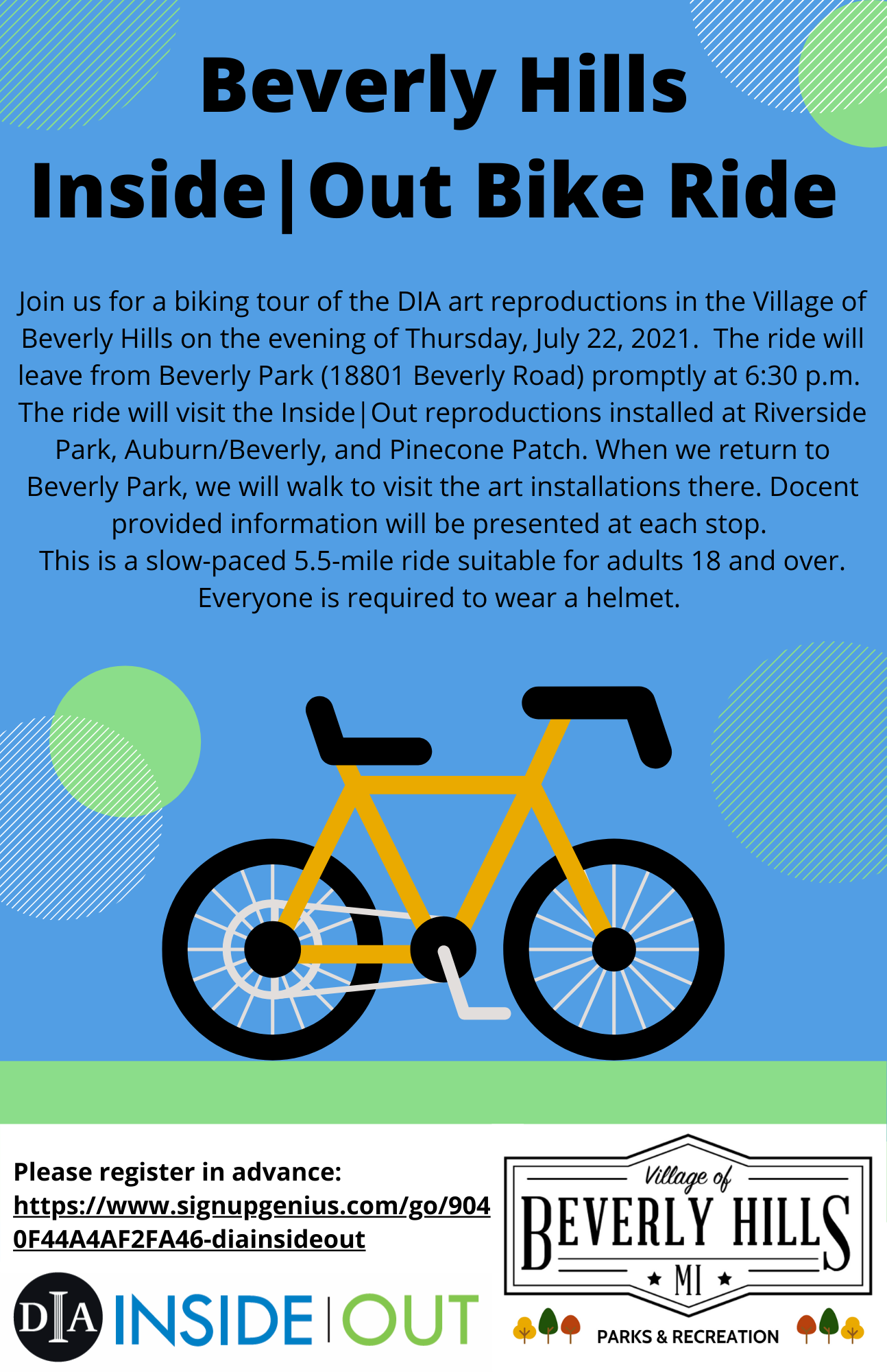 DIA Inside Out Bike Ride 2021 Flyer